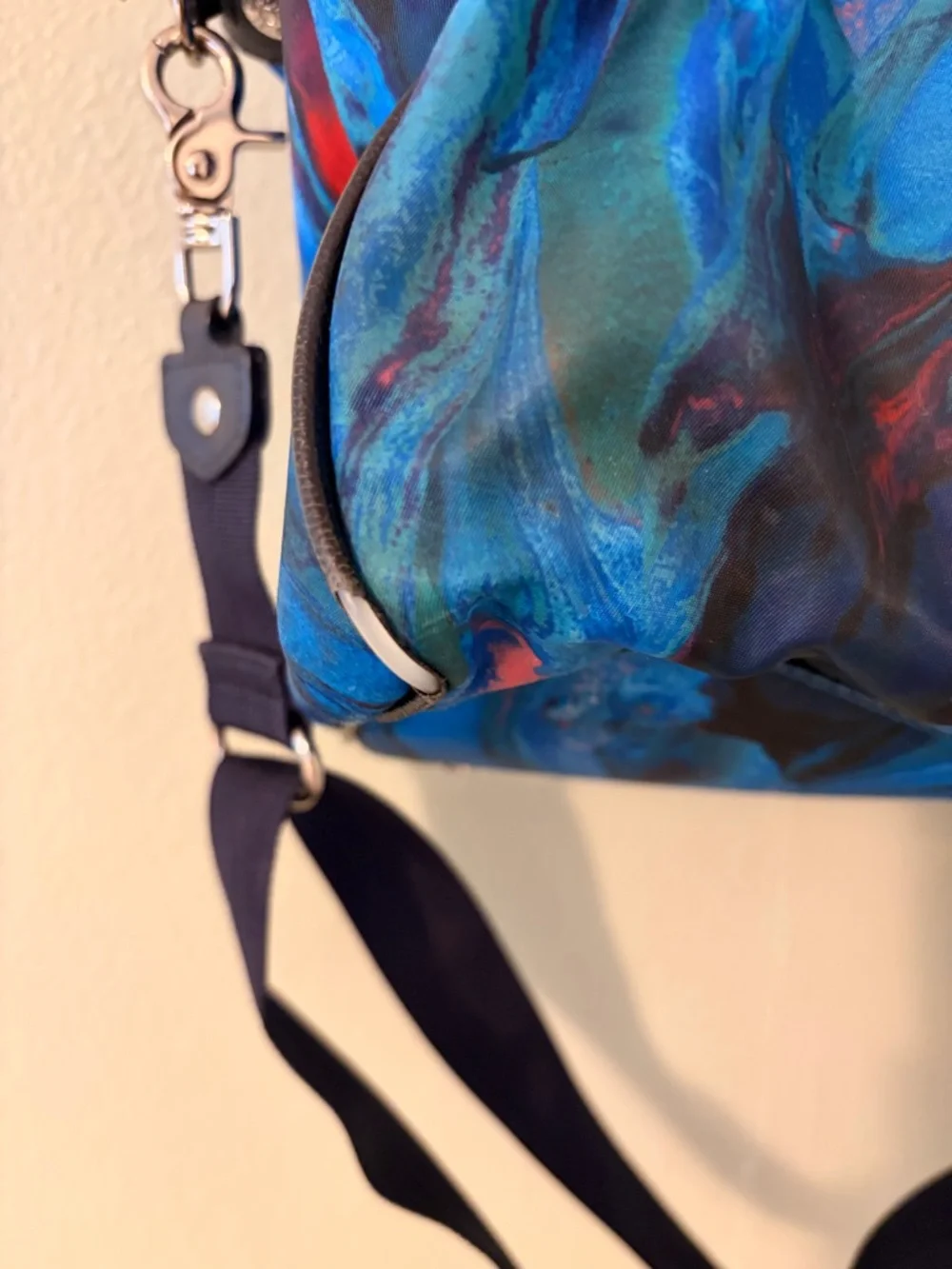 MZ Wallace Blue Multicolor Abstract Tote with Navy Blue Leather Trim - Picture 8 of 8